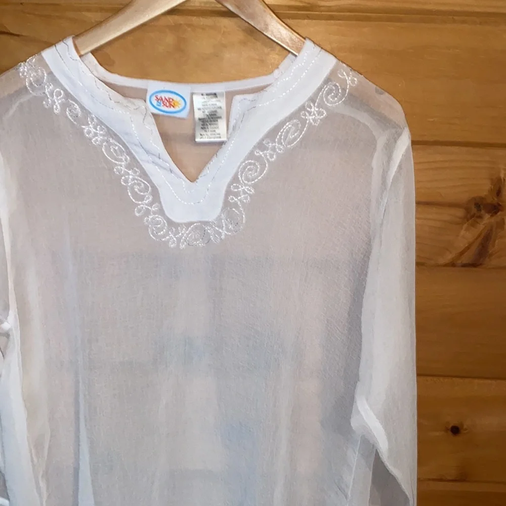 Sand & sun sheer white beach coverup